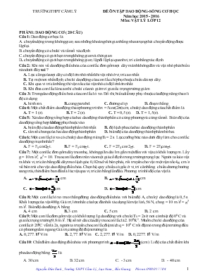 Đề ôn tập dao động - Sóng cơ học năm học 2015 - 2016 môn Vật lý lớp 12